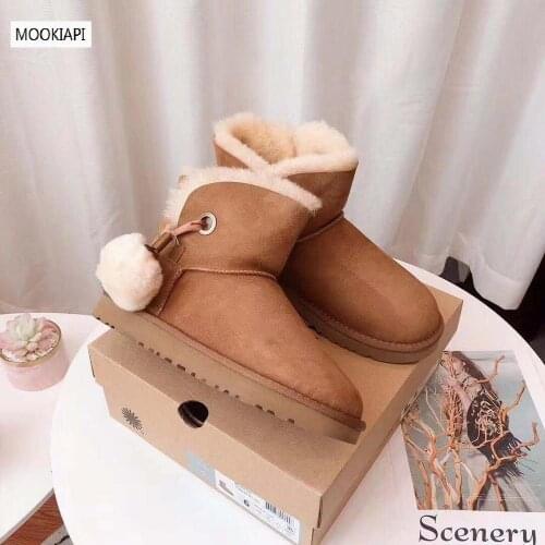 The latest high-quality snow boots in Europe in 2019, womens shoes, real sheepskin, natural wool, free delivery, four colors