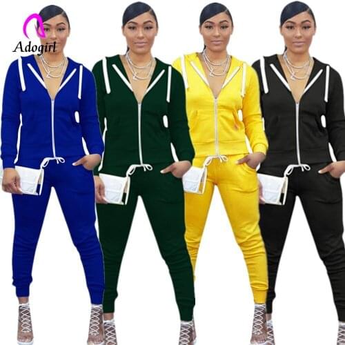 Plain Color Women Sportsuit Fitness Zipper Hoodies Biker Jogging Matching Set Workout Casual 2 Piece Set Tracksuit Women Outwear