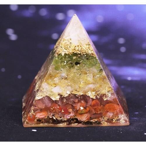 Orgonite Pyramid Energy Converter Orgone Resin Natural Gravel Stones Balance Healing Jewelry For Female Men Home Decor