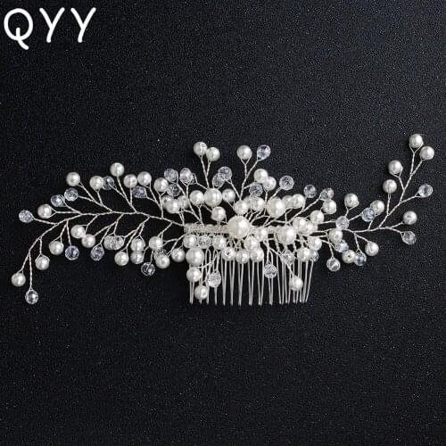 QYY Classic Pearls Hair Combs Clips Handmade Hairpins Hair Pins Clips Wedding Women Hair Jewelry Accessories Bridal Headpieces