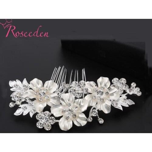 Romantic Flowers Bride Hair Comb Handmade Rhinestones wedding Hair Accessories Bridesmaid Party hair jewelry RE774
