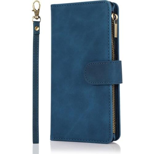 Luxury Zipper Wallet Case For Xiaomi Redmi 8 8A 7A Flip Cover Multi Card Slots & Stand