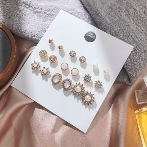 Korea Design Stud Earrings Metal Geometric Irregular Circle Teardrop Simulated Pearl Earrings For Women Girl Gift
