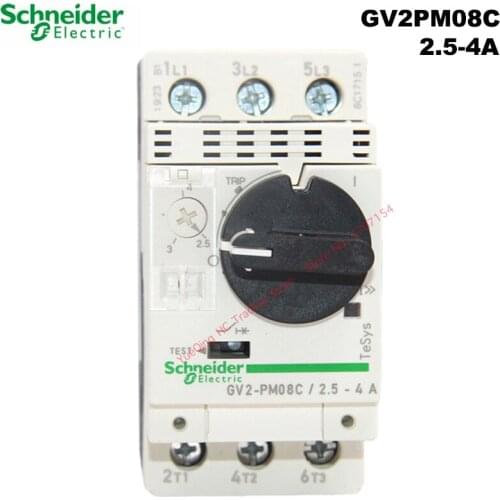 Schneider Electric GV2PM08C 2.5-4A motor thermal magnetic circuit breaker knob 3P protection switch setting current range