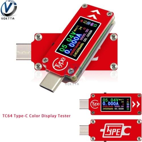 TC64 Type-C color LCD USB Tester Voltmeter Multifunction Tester Voltage Current Meter Charger Power Bank Capacity USB Tester