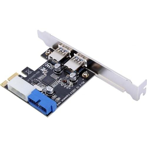 Usb 3.0 Pci-E Expansion Card Adapter External 2 Port Usb3.0 Hub Internal 19Pin Header Pci-E Card 4Pin Ide Power Connector