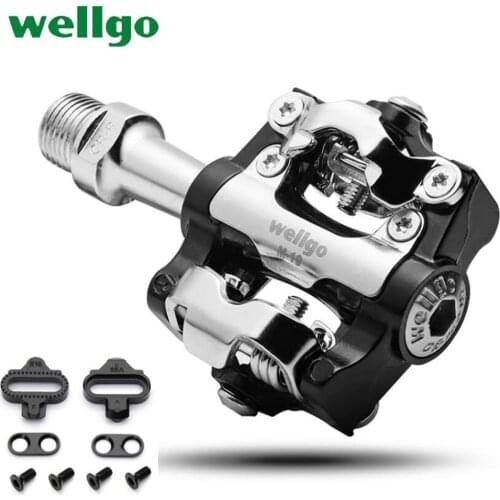 Wellgo Bicycle Foot Pegs Pedals MTB All-alloy Cr Mo Steel Bearing Self-locking Clipless Cycling Road Bike Bicicleta Pedal Cleats