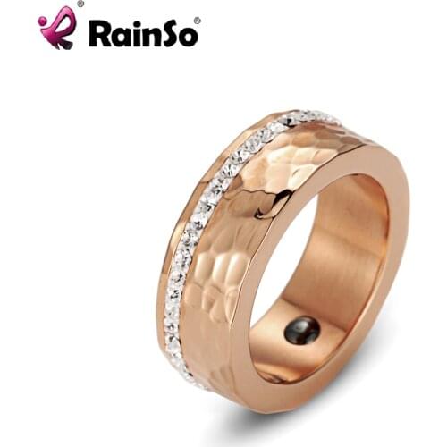 RainSo 2019 Fashion 8.0 mm Wide Hematite Magnetic Finger Band Rings for Women US Size Elegant Stainless Steel Bio Energy Jewelry