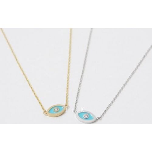 QIMING Gold Evil Eye Necklace Crystal Studded Evil Eye Necklace for Women Protection Strength Collares