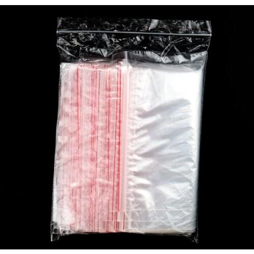 100/200pcs Resealable Zip Lock Bags Self Seal Poly Clear Plastic Pouch Jewelry Storage Bag for Packaging Vacuum Reclosable Bag
