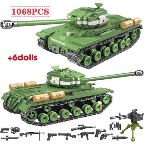 1068 Pcs WW2 City Police Military Technical Tracked Tiger Tank Building Blocks Figures Weapons Vehicle Bricks Toys For Boys Gift