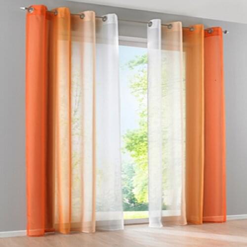 2pcs/set Gradient Curtain Decorative Tulle Simple window Blue Orange Gray Semi-blackout veranda for Kitchen living room bedroom