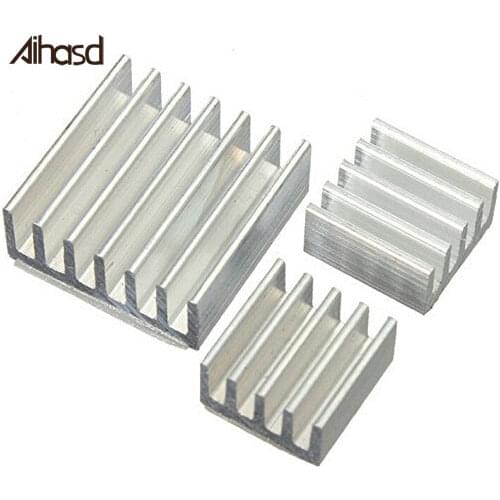 3pcs Raspberry PI Pure Aluminum Heat Sink Set Kit Chip Heat Sink 1pc 14*14*6mm + 2pcs 8*8*4mm