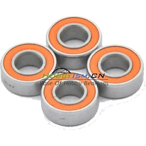 4pcs 5x12x4 Hybrid Ceramic Stainless Greased Bearing SMR125C 2OS A7 Orange rubber