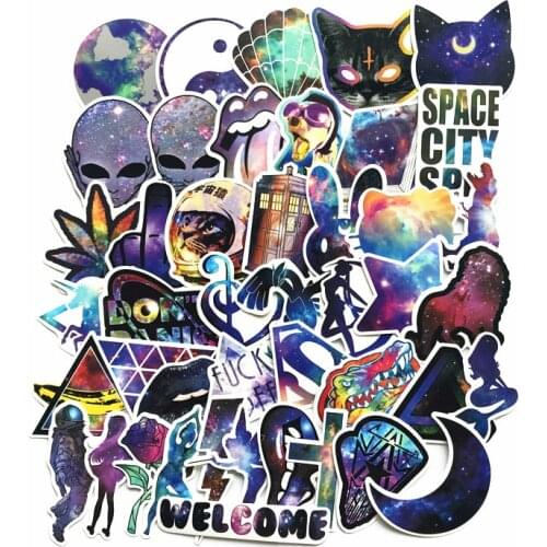 42Pcs/Lot New Waterproof Galaxy Colar Funny Laptop Sticker For Trunk Snowboard Guitar Fridge Decal Car-Styling Toy Stickers