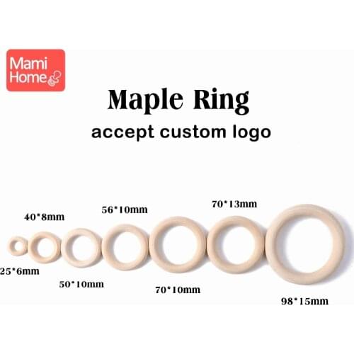 Mamihome 25mm-70mm 50PC Wood Ring Food Grade Teether DIY Pacifier Chain Accessories Chew Toy Nurse Gift Wooden Ring Baby Teether