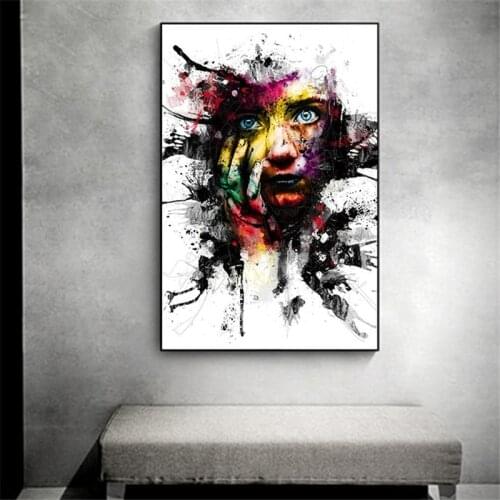 Abstract Graffiti Art Girs Face Canvas Paintings On the Wall Art Posters And Prints Modern Street Art Pictures For Living Room