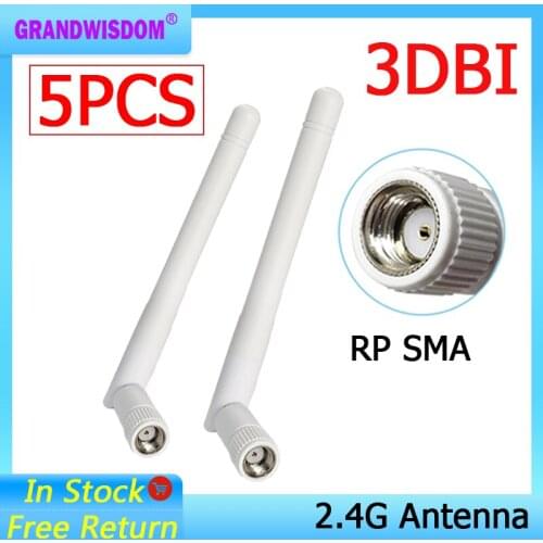 5pcs 2.4ghz Antenna 3dbi RP-SMA wifi antenna Aerials 2.4 Ghz antenne SMA Plug Connector wi fi Antena wi-fi antennas for router