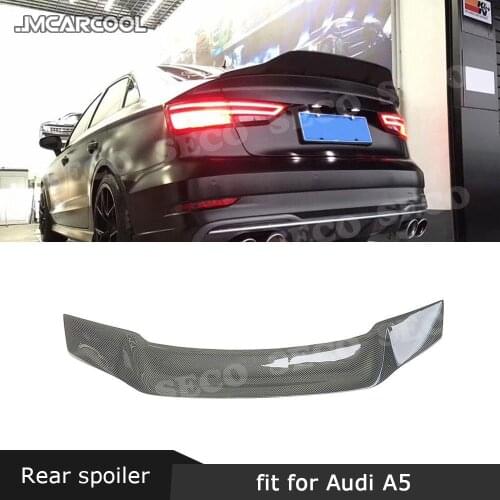 R style Carbon Fiber Car Rear Trunk Spoiler Boot Duck Wings for Audi A5 S5 RS5 Sedan 4 Door 2017 2018 2019 Car Styling