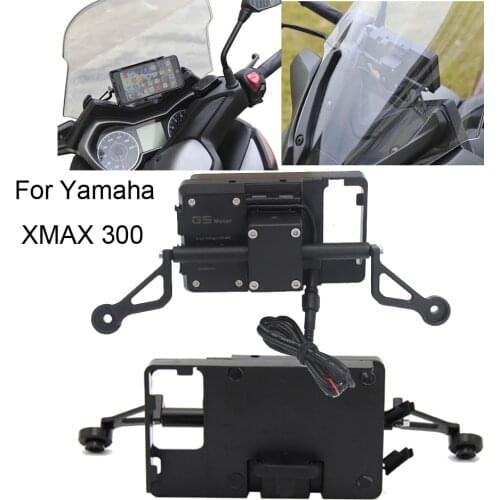 BLACK For Yamaha XMAX 300 XMAX300 X MAX 300 Motorcycle Front Phone Stand Holder Smartphone Phone GPS Navigaton Plate Bracket