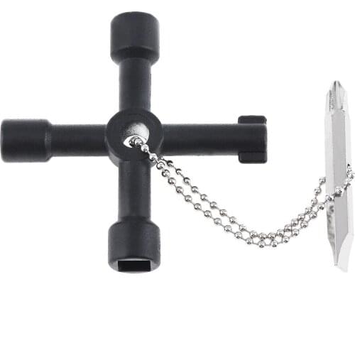 Black Cross Key Wrench with Bit Slotted Head and Phillips Head for Electric Control Cabinet / Ladder Train Water Meter Valve