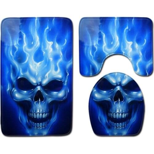 Animal Fierce Wolf Bathroom Four-piece Bathroom Non-slip Floor Mats Skull Toilet Three-piece Bathroom Absorbent Decoration