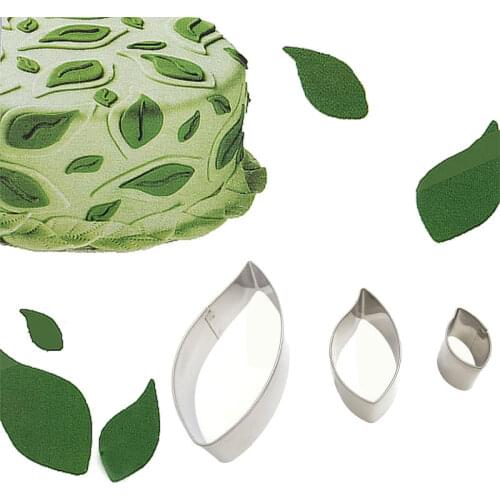 3 Pcs/set Green Leaves Shaped Pastry Tools Cookie Cutter Fondant Cake Decorating Tool