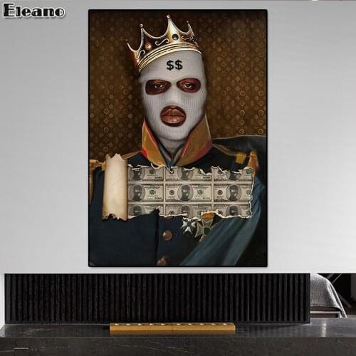 White Face Mask Man Canvas Painting Money Poster Luxury Character Picture Nordic Vintage Wall Art Abstract Painting Living Room