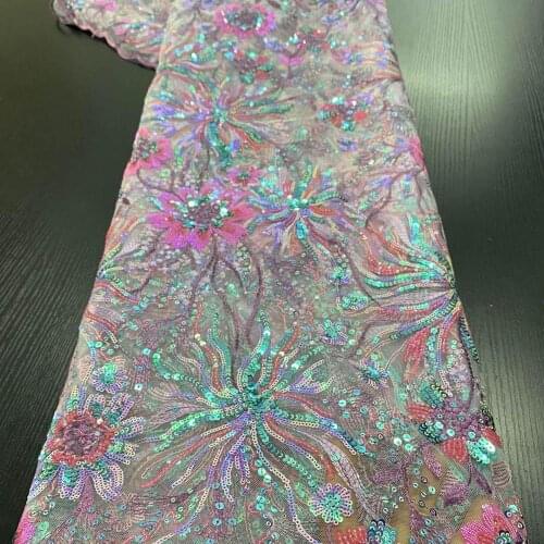 Sequin Dress Material Lace Sequins Burgundy French African Nigerian Latest Design High Quality Tulle 2020 For Sequence Dress