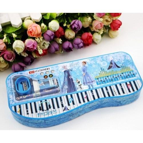 Disney Frozen Cute Piano Double Metal Pencil Box Stationery Set Student Writing Stationery Combination Holiday Gift Prize