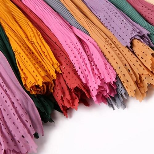 Trendy Premium Chiffon Hollow Out Shawls Scarves Wrinkled Muslim Hijabs Head Wrap Turban Tie Women Islamic Headwear Headscarf