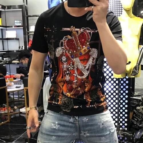 Cool Diamonds T Shirt Men 100% coton T Shirts T-shirt Hot drill Tshirt Hip Hop Top Tees Male