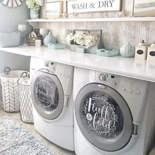 Laundry Room Decor Self Service Laundry Fluff & Fold Vinyl Sticker Set, 13.5" Washer | Dryer | Vinyl Decal E828