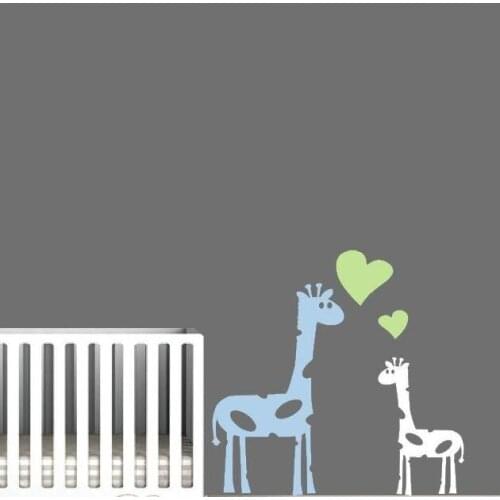 Wall Decal for Nursery Childrens room with Mommy or Daddy Giraffe and Baby Giraffe Removable Cute Animal Wall Decoration ZA854