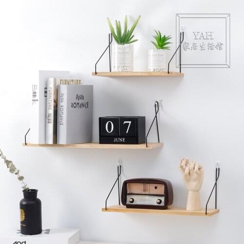 Nordic Simple Wood Wall Shelf Room Decoration Storage Shelf Solid Wood Partition Wall Shelf