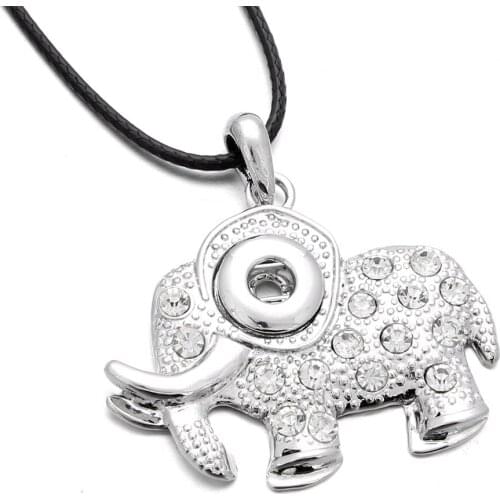 Wholesale 12mm Snap Button Necklace Ginger Crystal Elephant Pendant Necklace Fit Snap Jewelry For Women