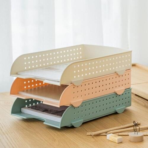 File Shelf Stackable Stable Lightweight A4 Paper File Organizer Plastic Rack Document Tray for Home