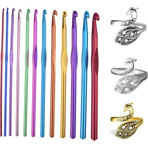 Adjustable Knitting Crochet Loop Ring Accessories Peacock Open Finger Ring Braided