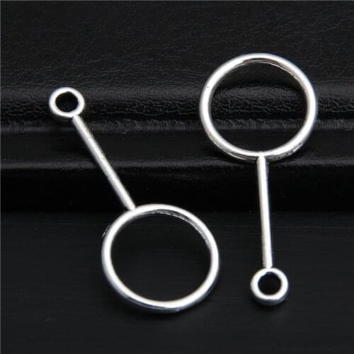 50pcs Silver Color Stylish Round Shaped Circle With Stick For Women Charms Jewelry Accessories A2812