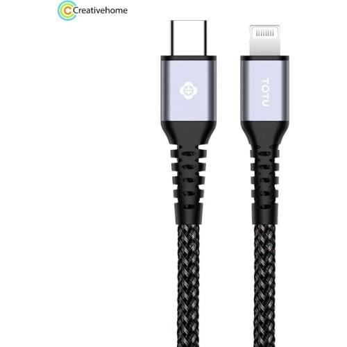 TOTUDESIGN BPDA-03 Aurora Series USB-C / Type-C to 8 Pin PD Fast Charging MFI Certified Braided Data Cable, Length: 1m(Black)