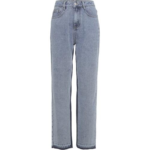 Women Straight Wide Leg Jeans Denim Jeans High Waist Relaxed Fit Letter Embroidery Denim Pants Ladies Spring Autumn Wear