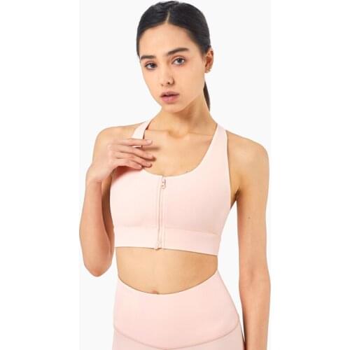 Heyyoga Women Racerback Sweat-wicking Workout Gym Yoga Bras Athletic Brassiere BARE HIGH SUPPORT Full Zipper Fitness Sports Bra