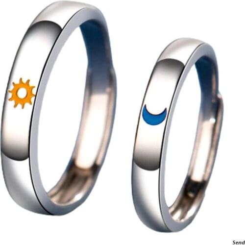 1 Pair Sun and Moon Lover Couple Rings Set for Him and Her Valentines Day Gifts