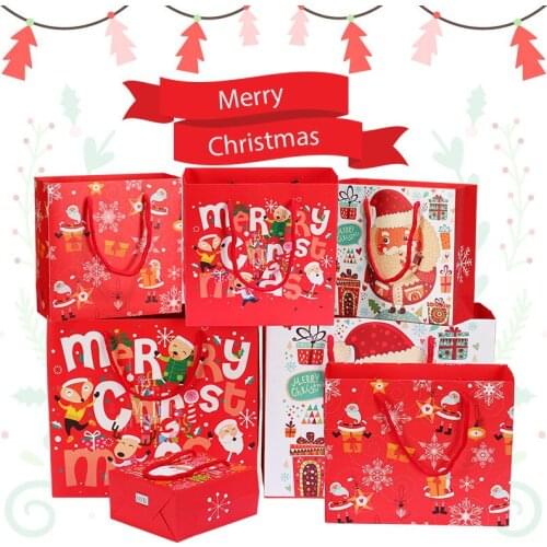 10pcs Christmas Gift Bag Santa Claus Tote Bag Gift Bag Exquisite Christmas Paper Bag Holiday Decoration Party Packaging Supplies