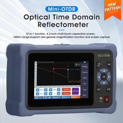12 in 1 100KM MINi OTDR 1310/1550nm 26/24dB Fiber Optic Reflectometer Touch Screen VFL OLS OPM Event Map Ethernet Cable Tester