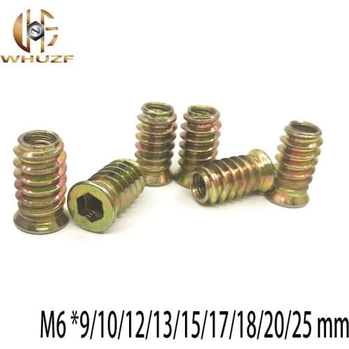 20Pcs M6 *9/10/12/13/15/17/18/20/25 Zinc Alloy Iron Inside And Outside Teeth Embedded Hex Nut Wood Furniture Nut