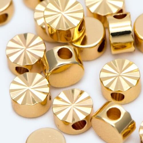 20pcs Gold Round Coin Spacer Beads 5mm, Real Gold Plated Brass Rondelle Beads (GB-1785)