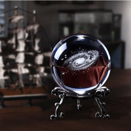 60mm 3D Laser Engraved Galaxy Glass Ball Crystal Miniatures Boy Gifts Sphere Home Decoration Accessories Globe Universe Present