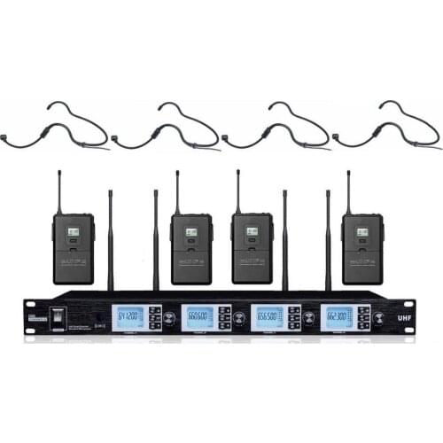 Bolymic 4 Channels Professional wireless stage microphone system UHF wireless headset microphone For karaoke stage meeting