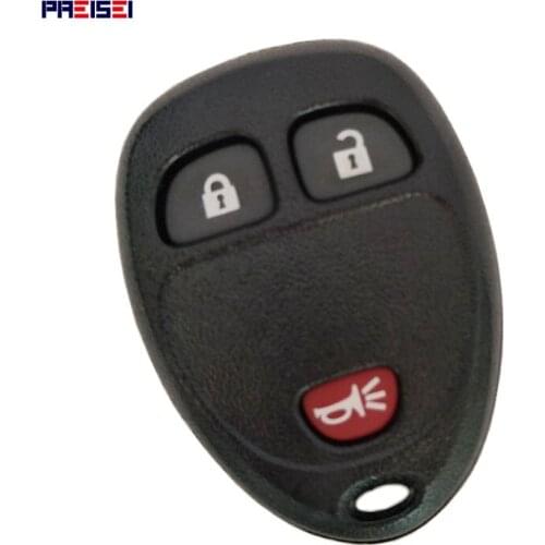 PREISEI 3 Buttons Replacements Car Remote Key Case Shell 2 + 1 Panic Keyless Entry Fob For Buick GMC Chevrolet Enclave 2009-2014